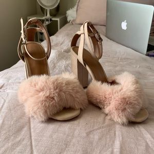 Fuzzy toe pink heels